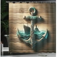 thumbnail image 3 of Ambesonne Nautical Shower Curtain, Anchor with Sailing Ship, 69"Wx70"L, Sand Brown Dark Teal, 3 of 4