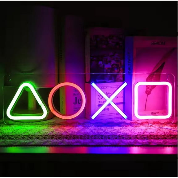Queen Sense 16"x4" Playstations Icon LED Neon Sign for Wall Decor Dimmable USB Powered LED Light W116SPSI-5VLED