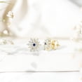 thumbnail image 4 of Rosec Jewels - Lab Grown Blue Sapphire Diamond Earrings - Flower Stud Earrings - AAAA Quality, 10K Yellow Gold, 4 of 9