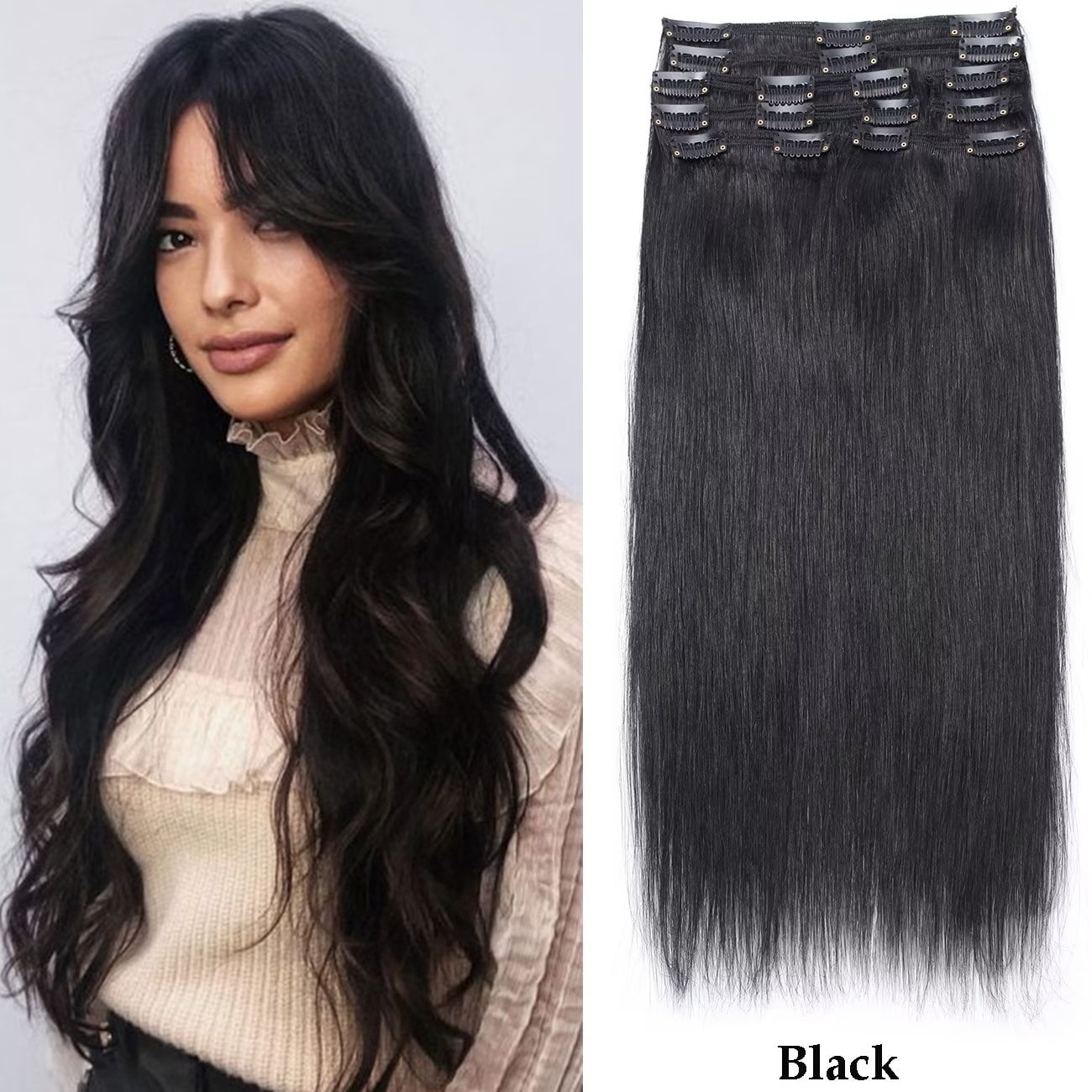 SEGO Clip in 100% Human Hair Extensions Real Thick Remy Hair Full Head 8 PCS Hair Pieces for Woman Balayage Black Brown Blonde