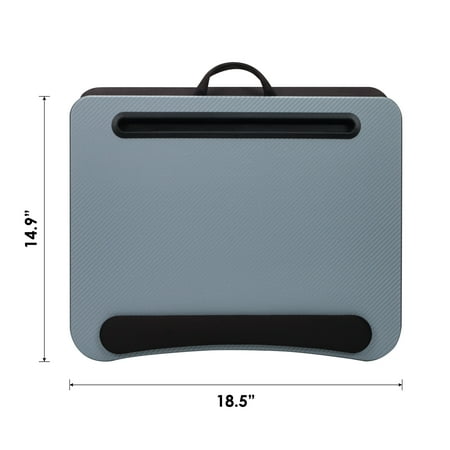 LapGear - Smart-e Pro Memory Foam Lap Desk for 17.3" Laptop or Tablet - Silver Carbon