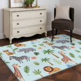 thumbnail image 3 of Elephant Giraffe Area Rugs 3x5 ft Lion Zebra Pink Flower Tropical Plant Animal Blue Washable Rug Non Slip Indoor Carpet Absorbent Floor Mat for Living Room Bedroom Dining Room, 3 of 9