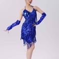 thumbnail image 5 of Njagoc3 Womens Long Sleeve Sequin Fringe Dress, V - Neck, Party & Dance Event Wear, Sparkly, 5 of 6