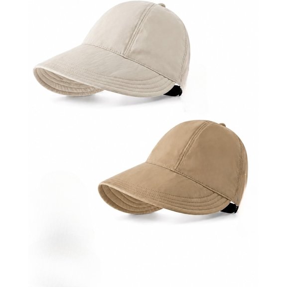 Women's Wide Brim Sun Visor Hat UPF 50 Open Top UV Protection Adjustable Cap for Ponytails Golf Beach
