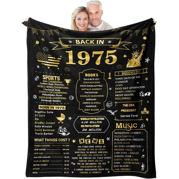 50th Birthday Gifts for Him Her, Happy 50th Birthday Gifts for Men Women, 1975 50 Year Old Gifts for Women Men, Best Mens 50th Birthday Gift Ideas, Gifts for 50 Year Old Woman Man Blanket 60"X50"