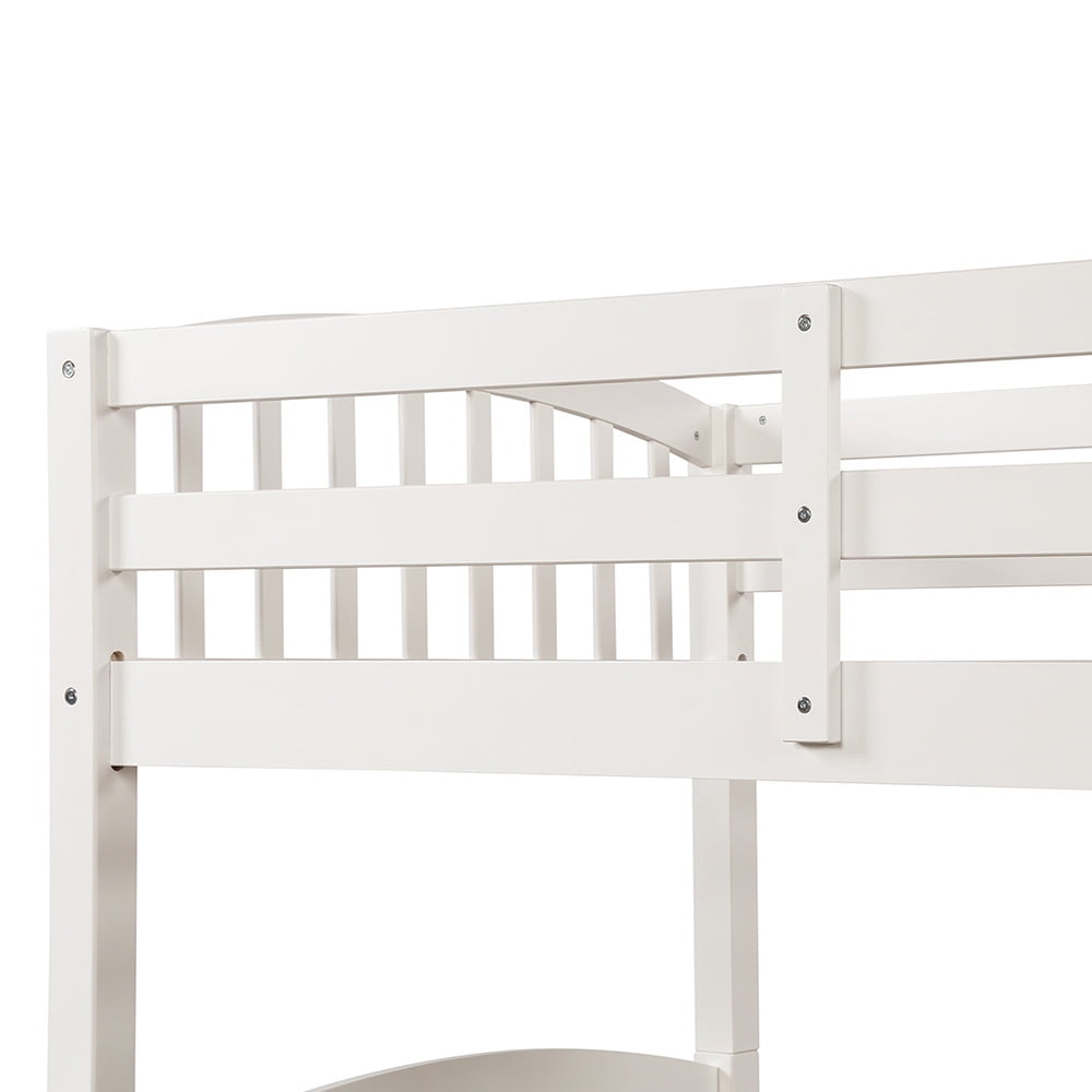 Lowestbest Twin Bunk Beds with Trundle and Ladder, Safety Rails, Twin Loft Beds with 3 Drawers for Kids, White
