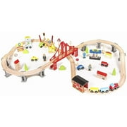 70pcs Baby Toy Wooden Train Set Learning Toy Kids Children Fun Road Crossing Track Railway Play Multicolor Children's Educational Toys Children's Car Toys Set