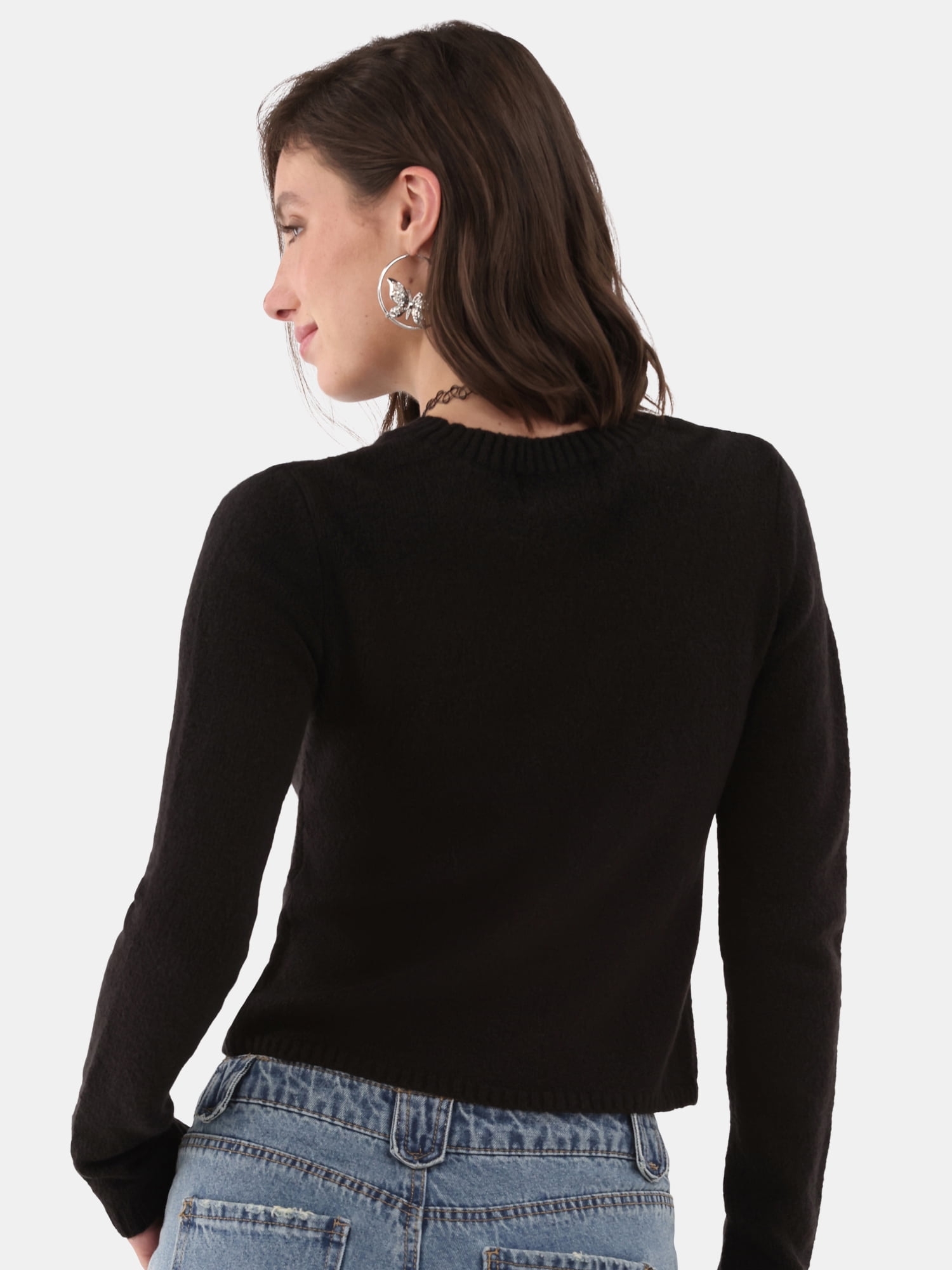 No Boundaries Crewneck Pullover Sweater, Women's and Women's Plus