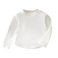 thumbnail image 2 of ZHOGXU Big Kids Boys T Shirt Long Sleeve Round Neck Solid Color Soft Comfortable Top Tee For Casual Daily Wear White 5-6 Years, 2 of 5
