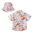 thumbnail image 3 of WOYY Infant Boys Short Sleeve Button Up Shirt Hawaii Beach Tropical Summer Shirt with Hat, 3 of 5