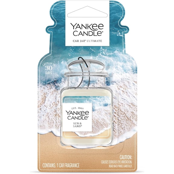 Yankee Candle Car Jar Ultimate, Sun & Sand, 0.96 oz 3 Pack