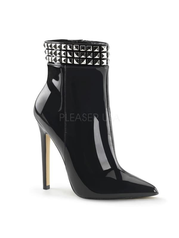 Blk Pat Pleaser Single Soles Ankle/Mid-Calf Boots Size: 5 Blk Pat Pleaser Single Soles Ankle/Mid-Calf Boots Size: 5