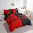 thumbnail image 3 of Homewish King Crown 7-Piece Twin Bedding Sets,Queen Letter Pattern Bedding Comforter Set,Red Black Rhombus Sheet Sets For Girls Kids,Breathable Home Decor Reversible, 3 of 8