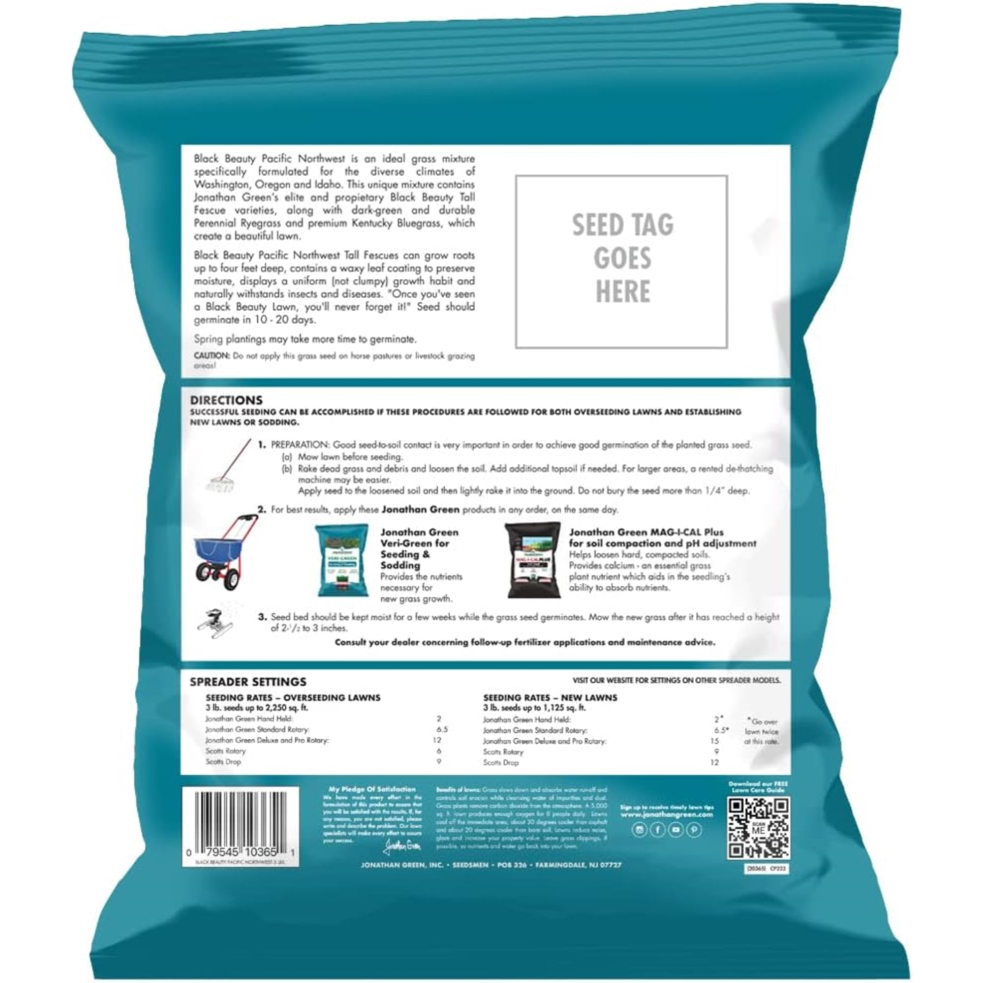 Jonathan Green Black Beauty Grass Seed - Drought-Tolerant, Filtered Sun - 3 lb