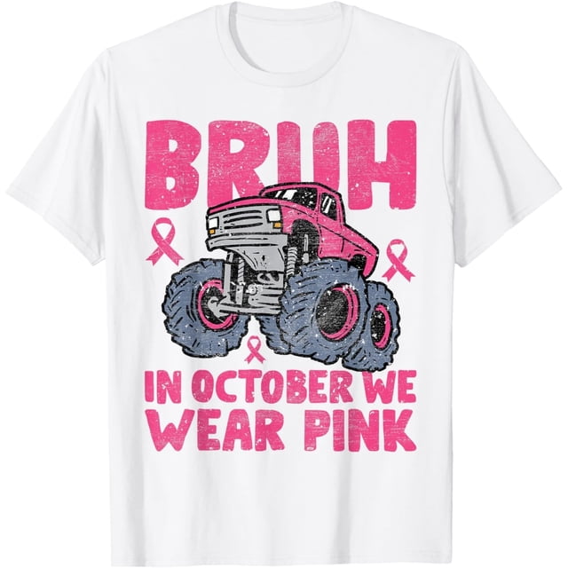Bruh in October We Wear - Camiseta para niños con cáncer de mama rosa