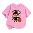 thumbnail image 2 of Weebloom Kids Halloween T Shirts Pumpkin Short Sleeve Tee Shirt Casual Fashion Base Layer Stylish Dailywear Pink 5-6 Years, 2 of 4