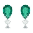 thumbnail image 2 of Rosec Jewels Freshwater Pearl Drop Earrings with Lab Grown Emerald and Diamond - AAA Grade, 925 Sterling Silver, 2 of 7