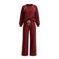 thumbnail image 2 of 2 Piece Women's Tracksuit Fall Side Striped Crewneck Long Sleeve Tops Straight Leg Pants Workout Outfits S-XXL, 2 of 7