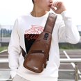 thumbnail image 2 of Sywqhk Bolso Bandolera De Cuero Para Hombre Con Carga Usb (Marrón Claro) Sywqhk Para estrenar, 2 of 8