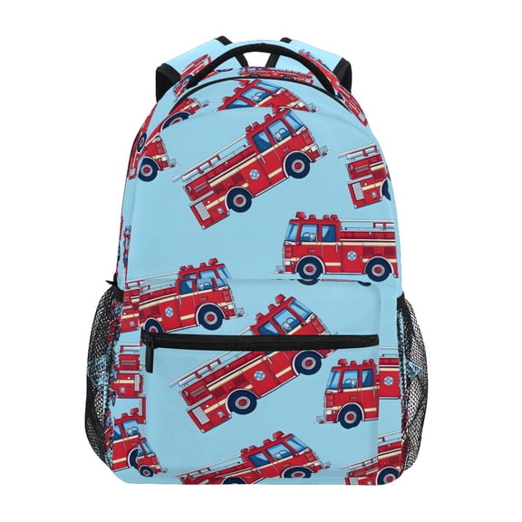 ALAZA Stylish Backpack Cartoon Fire Trucks Elementary Bookbag Personalized Laptop School Bags Travel Daypack