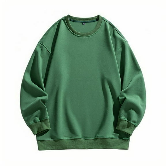 yillto Crewneck Sweatshirts for Men Base Casual Shirts Solid Color Loose Long Sleeve Lightweight Sweatshirt