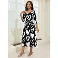 thumbnail image 7 of KISSMODA Midi Dresses for Women Casual 3/4 Sleeve Wrap Dress Plus Size Curvy Cocktail Dresses with Pockets, 7 of 7