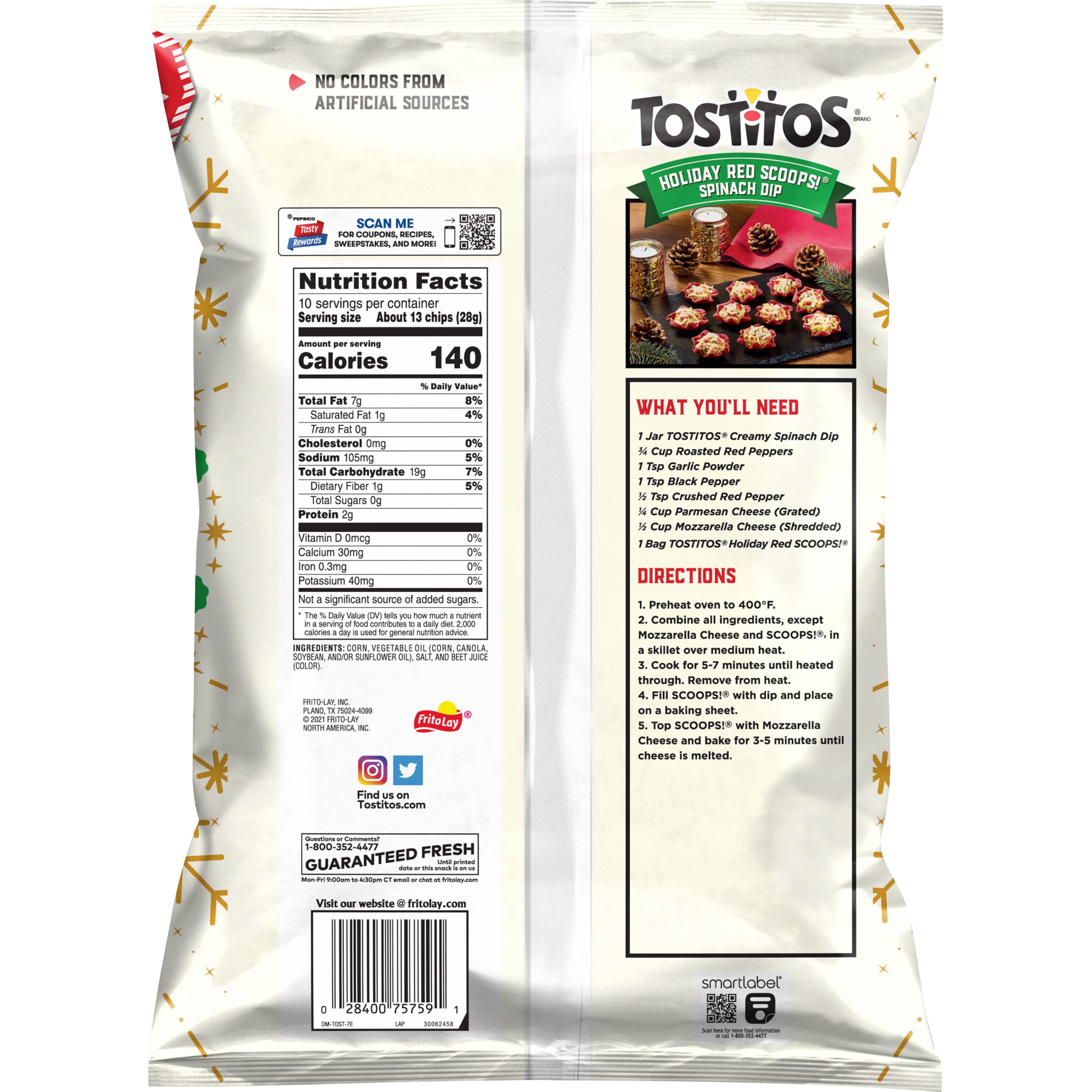 Tostitos Red Scoops Original Tortilla Chips, 10 oz Bag