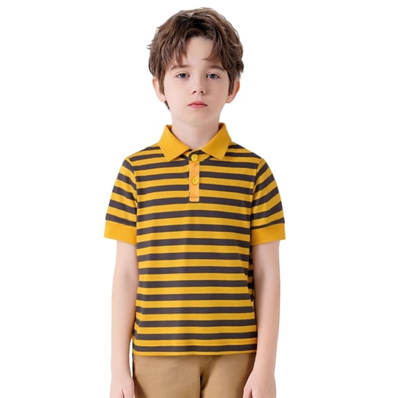 Kids Polo Shirts Boys Short Sleeve Shirt Boys Striped Shirts Boys' Fashion for Boys 7-8 Years