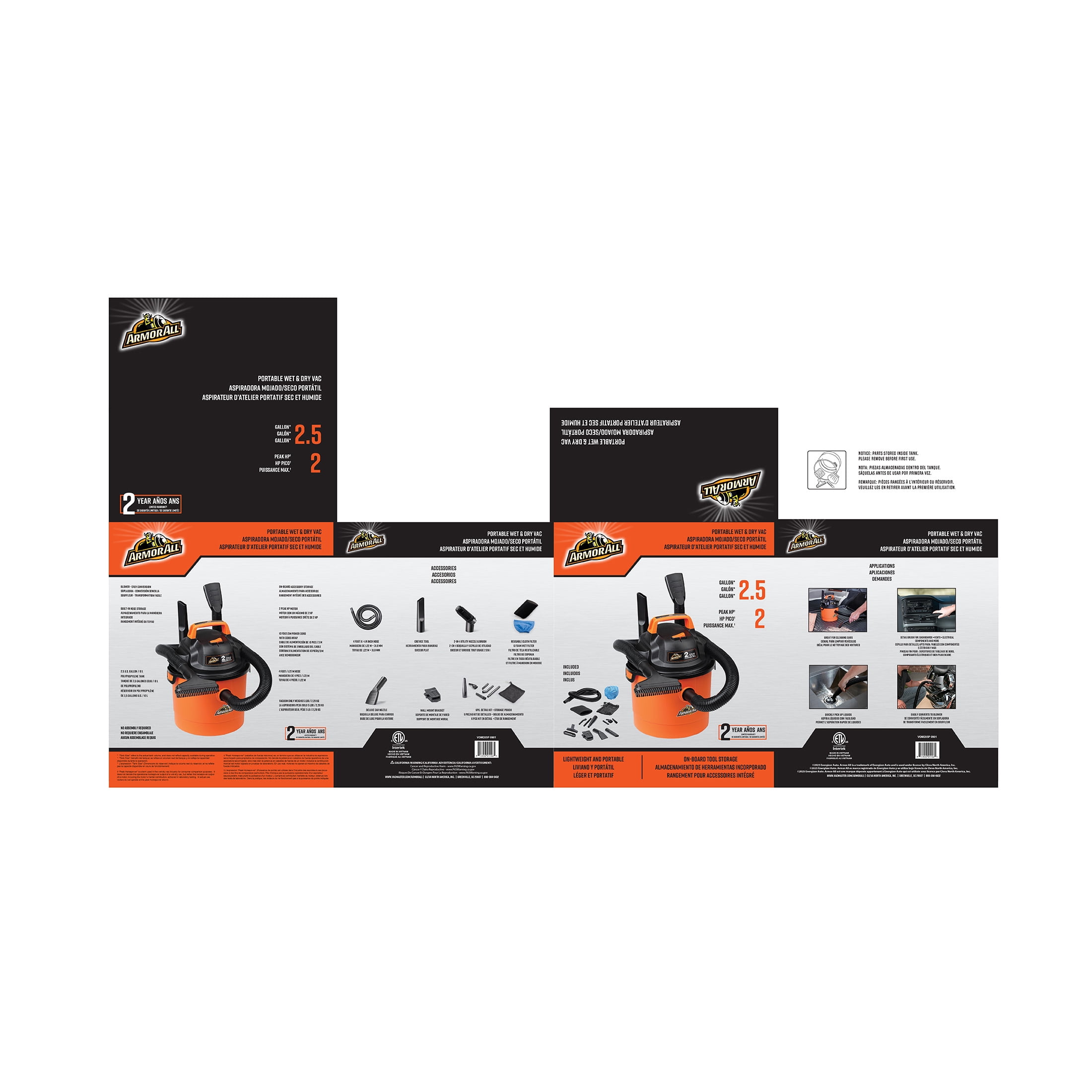 Armor All Powerful 2.5 Gallon Wet/Dry Vacuum Cleaner, Wall Mounted