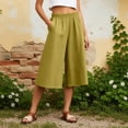 thumbnail image 2 of RUTAYY Women's Capri Pants Casual Solid Color Wide Leg Summer Loose Fit Comfortable Elastic Waist Everyday Wear Elegant Chic Trousers, 2 of 4