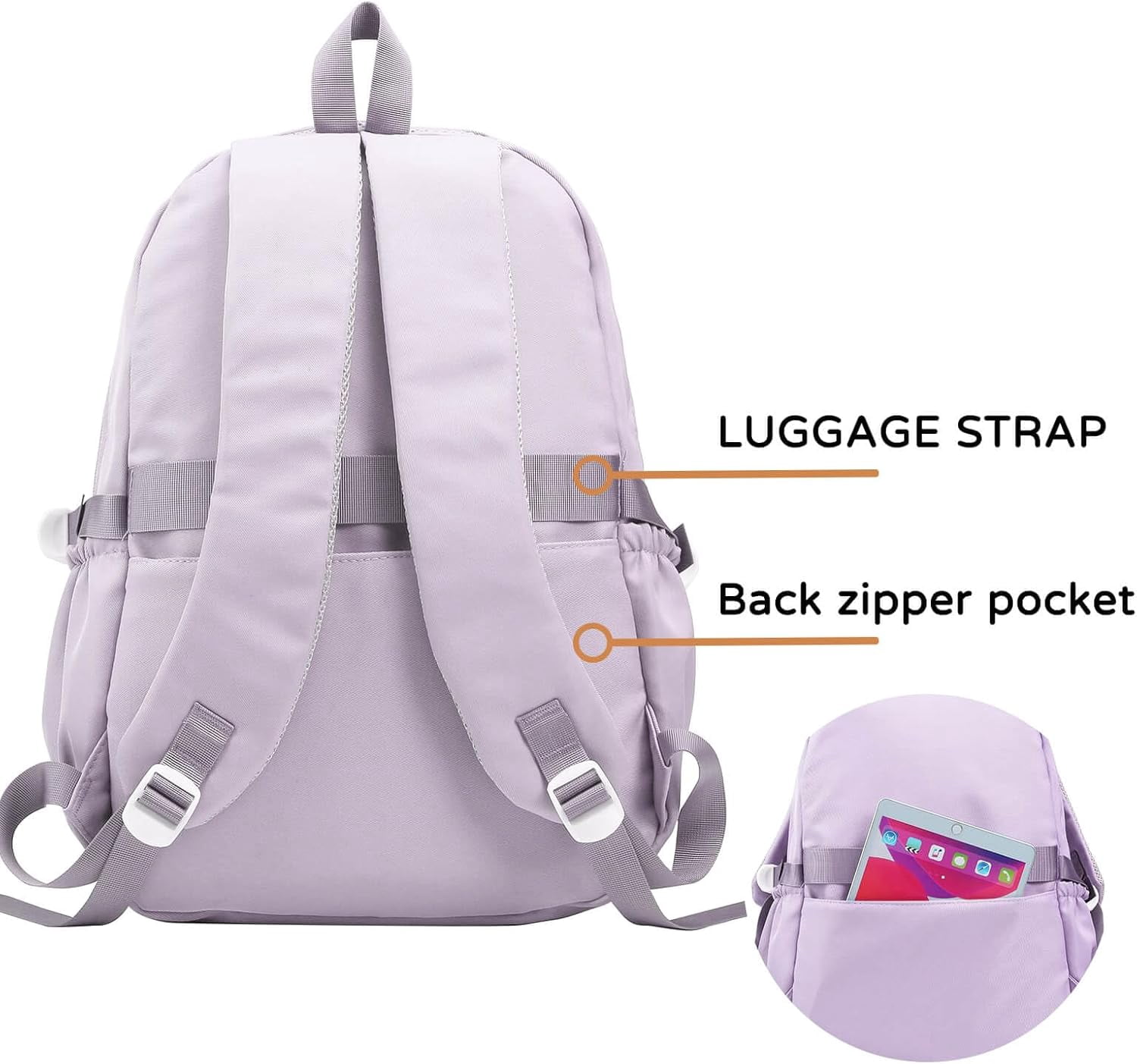 BTEPSGA Large School Backpack, College Aesthetic Laptop Bookbag for Women,Purple