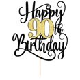 thumbnail image 2 of Cake topper Ruscalin Feliz 90 cumpleaños negro y dorado, 2 of 7