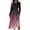 Pink, variant on Women's Autumn Winter Casual Round Neck Long Sleeve Gradient Print Long Dress, Black, Size L