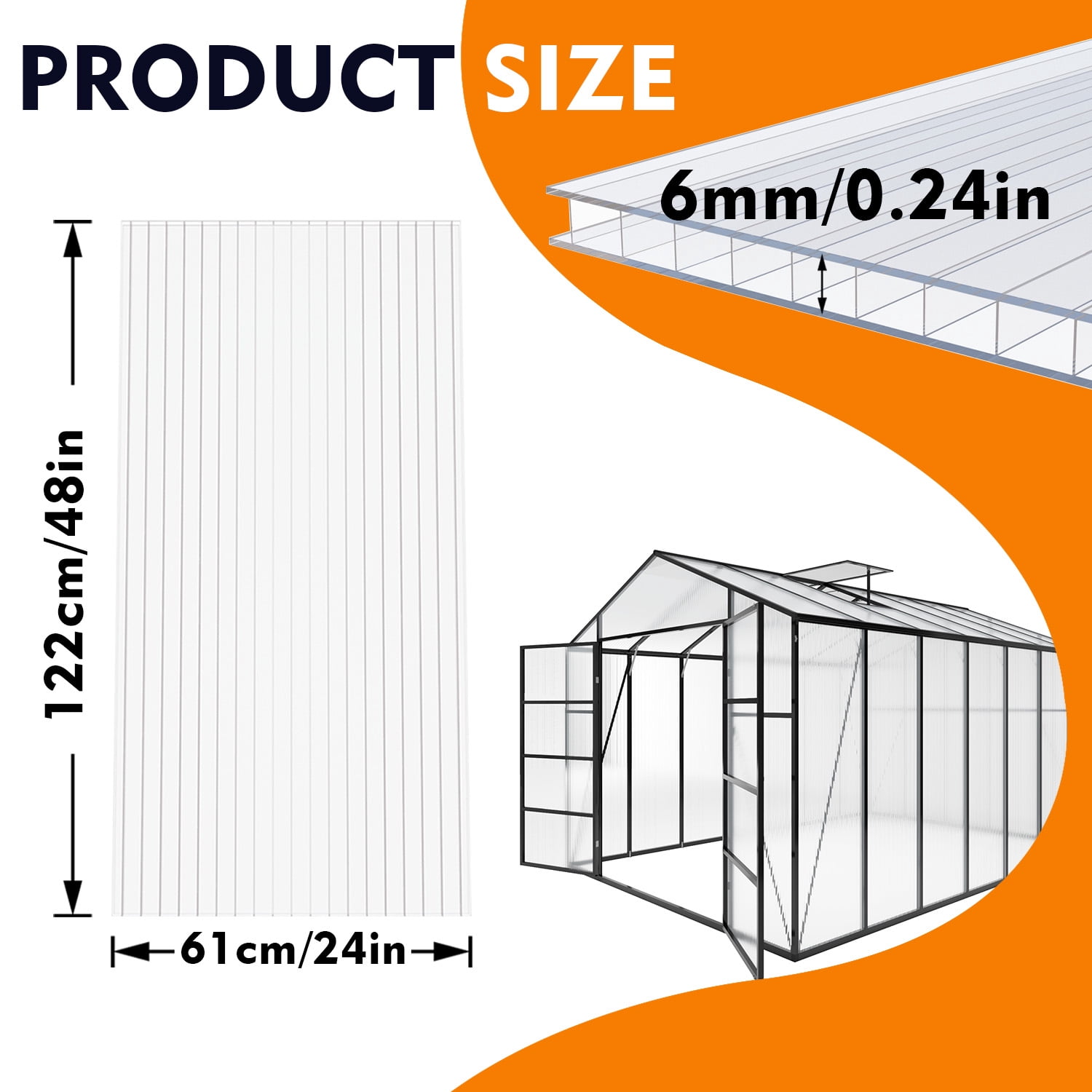 Greenhouse Panel, 4x2 FT 16 Pack UV Blocking Polycarbonate Sheet for Garden Farm Greenhouse, Transparent