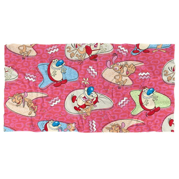Ren and Stimpy Beach Towel, 30"x60", Ren & Stimpy Pattern Beach Towel