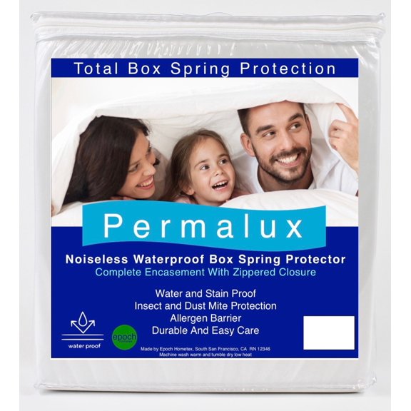 Permalux Waterproof Box Spring Protector Featuring Antimicrobial, Anti Bed Bug, Dust Mite, Anti Odor
