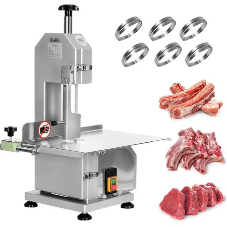 Rocita Electric Bone Saw Machine 750W 1.2HP Commercial Frozen Meat Cutting Table Bandsaw Machine Stainless Steel Countertop Bone Cutter Machine for Rib Fish Pork Steak Beef,20x13in B120