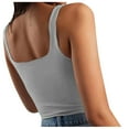 thumbnail image 2 of Women's Tank Tops Summer Casual Sleeveless Square Neck Short TShirt Summer Vest Yoga Workout Shirts Stretch Ribbed Crop Top Basic Cami Blouses, 2 of 6
