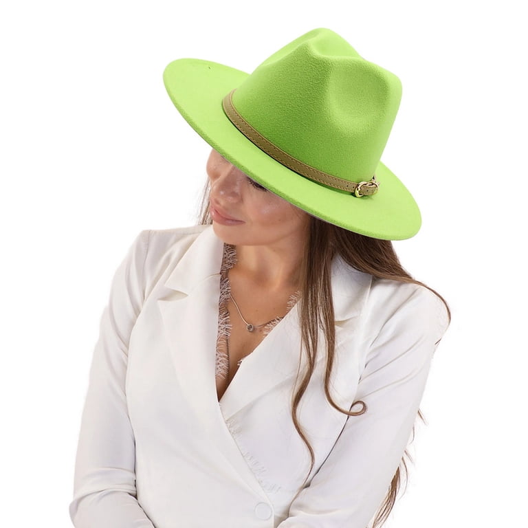 Helii Unisex Western Fedora Hat with Belt Buckle, Wide Brim  display picture 3