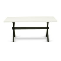 X-Style 36X60 in Dining Table with Wirebrushed Black Leg and Linen White Top finish