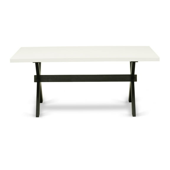 X-Style 36X60 in Dining Table with Wirebrushed Black Leg and Linen White Top finish