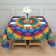 thumbnail image 3 of Colorful Tie Dye Floral Mandala Square Tablecloth,Waterproof Square Table Cover,Wipeable Spillproof Washable Table Cover for Home Kitchen Party Decor 60"x60"(152x152cm), 3 of 6