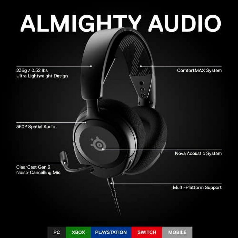 SteelSeries Arctis Nova 1 Multi-System Gaming Headset — Hi-Fi Drivers —  360° Spatial Audio — Comfort Design — Durable — Ultra Lightweight —