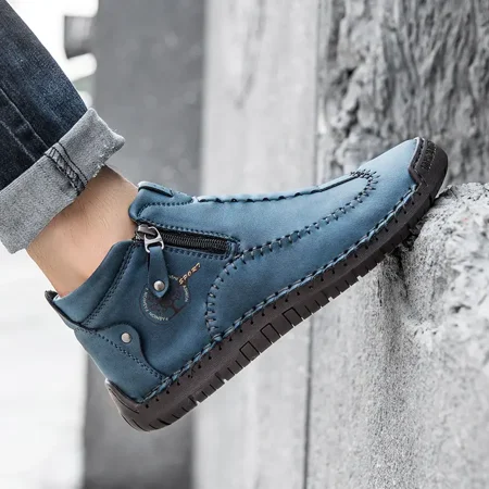 

Men‘s Lightweight PU Handmade Boots With Zipper