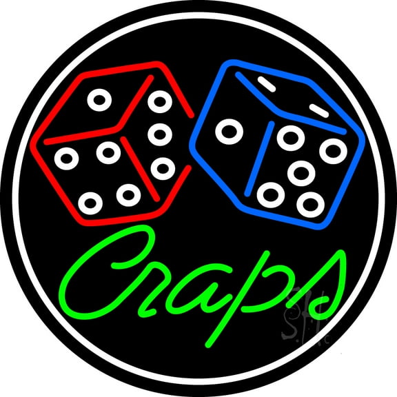 Green Craps Dice 1 LED Neon Sign 26 x 26 - inches, Black Square Cut Acrylic Backing, with Dimmer - Bright and Premium built indoor LED Neon Sign for wall décor, arcarde, and storefront.