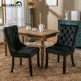 thumbnail image 2 of Velvet Upholstered Dining Chair/Kitchen & Dining Room Chairs, High-End Tufted Dining Chairs with Rubber Wood Legs and Nailhead Trim, Dining Chairs Set of 2 (Black), 2 of 12