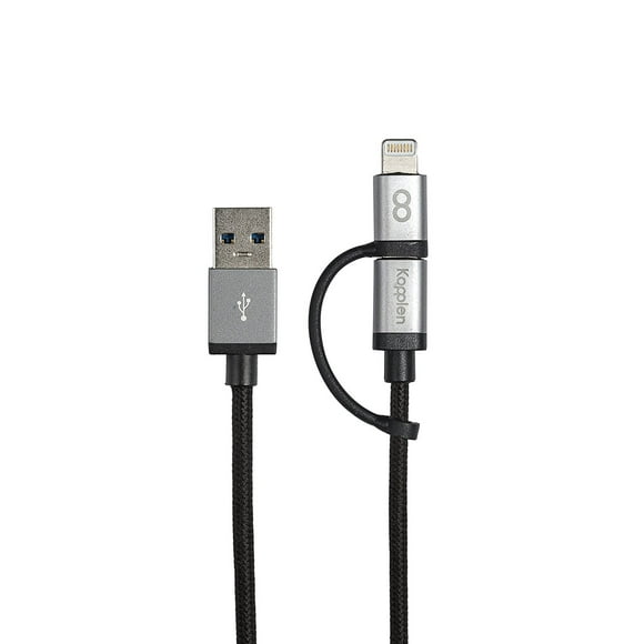 KOPPLEN 2-IN-1 3.3' LIGHTNING+MICRO USB BRAIDED CABLE MFI (BROWN BOX)
