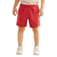thumbnail image 2 of Huowey Toddler Kids Boys Summer Shorts Solid Solid Comfort Soft Sport Jogger Drawstring Elastic Waist Trunks Casual Breathable Short Pants With Pockets Jogger Bottoms Stylish Dailywear,Red,2-3 Years, 2 of 5