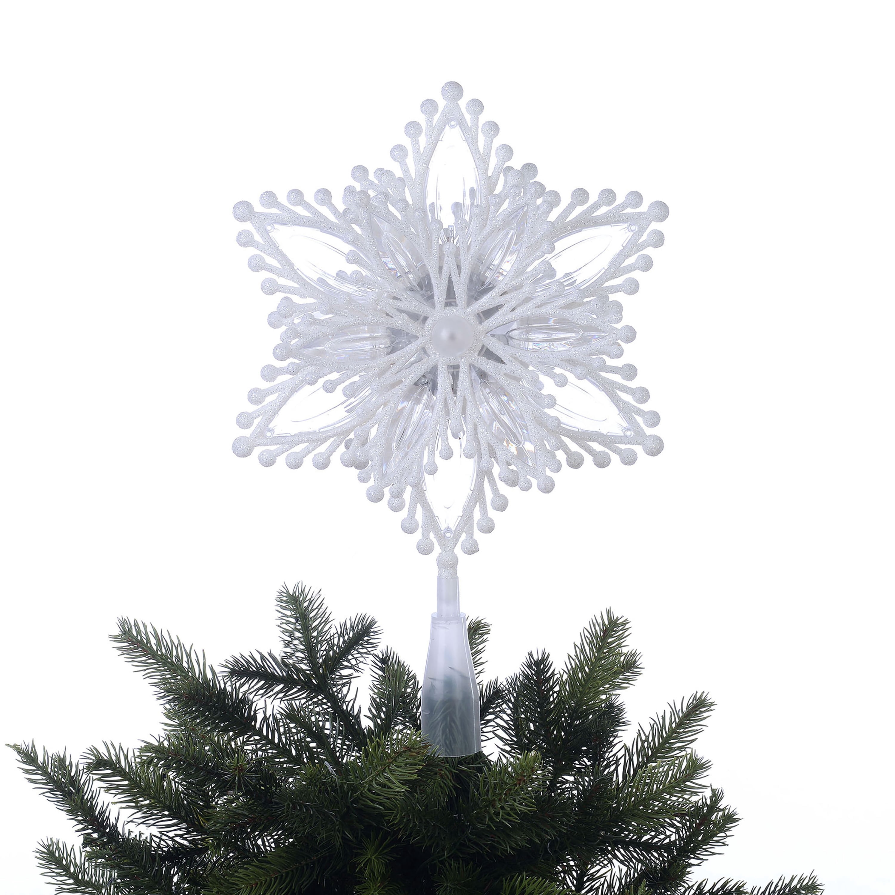 LED Snowflake Christmas Tree Topper, White, 12.5", by Holiday Time