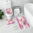 thumbnail image 3 of 4 Pcs HummingBird Floral Shower Curtain Set with Toilet Lid Cover and Rugs, Pink Glitter Bling Bathroom Decor Set with Shower Curtain and Rugs and Accessories, 3 of 6